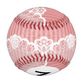 Balle De Baseball Monogramme arrière - plan rose et blanc avec dente (Dos)