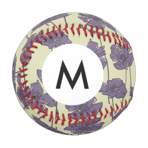 Balle De Baseball Monogramme Art vintage motif floral arrière - pla