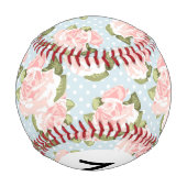 Balle De Baseball Monogramme Beau motif rose avec points bleus (Dos)