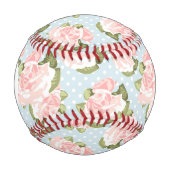 Balle De Baseball Monogramme Beau motif rose avec points bleus (Devant)
