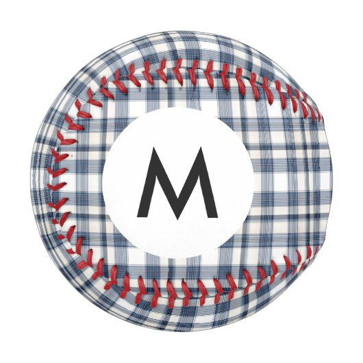 Balle De Baseball Monogramme bleu blanc Plat 1 (Devant Gauche)
