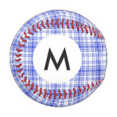 Balle De Baseball Monogramme bleu blanc Plat 2 (Devant Gauche)