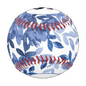 Balle De Baseball Monogramme Bleu motif floral Botanique (Dos)