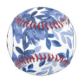 Balle De Baseball Monogramme Bleu motif floral Botanique (Devant)