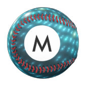 Balle De Baseball Monogramme Bleu Orbes 3D (Devant Gauche)