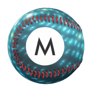 Balle De Baseball Monogramme Bleu Orbes 3D