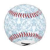 Balle De Baseball Monogramme bleu pâle Damas (Dos)