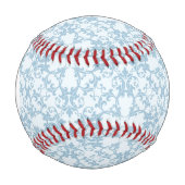 Balle De Baseball Monogramme bleu pâle Damas (Devant)