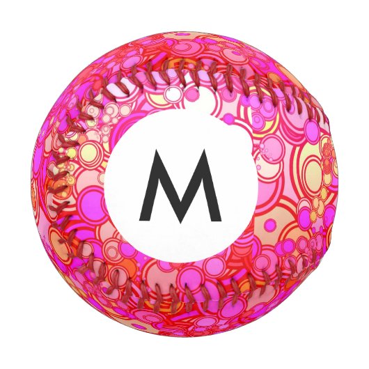 Balle De Baseball Monogramme - Cercles rétro (Devant Gauche)