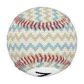 Balle De Baseball Monogramme Chevron motif sur texture de lin (Dos)