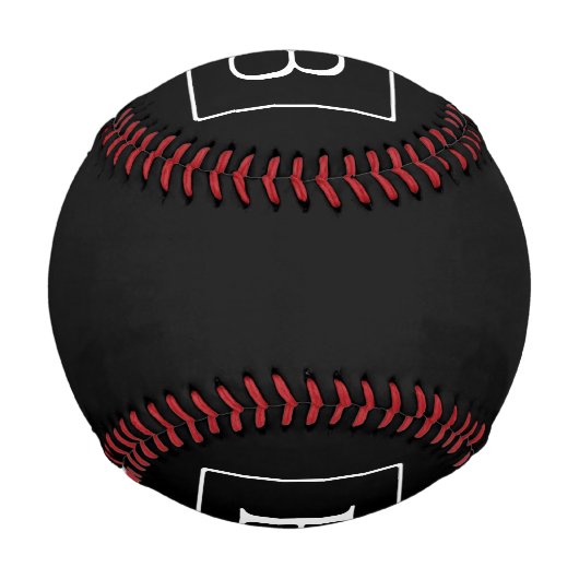 Balle De Baseball Monogramme classique simple | Texte noir et blanc (Dos)