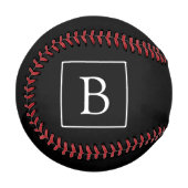 Balle De Baseball Monogramme classique simple | Texte noir et blanc (Devant Gauche)