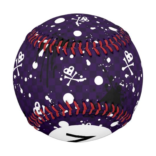 Balle De Baseball Monogramme couleur foncée Emo Motif avec peinture (Dos)