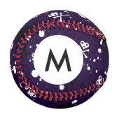 Balle De Baseball Monogramme couleur foncée Emo Motif avec peinture (Devant Gauche)