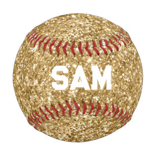 Balle De Baseball Monogramme de sport gras pailleté or luxe