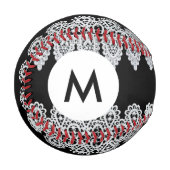 Balle De Baseball Monogramme Dentelle blanche (Devant Gauche)