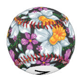 Balle De Baseball Monogramme Elegance motif avec fleurs de narcisse  (Dos)