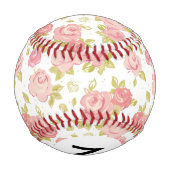 Balle De Baseball Monogramme Elégante rose roses 3 (Dos)
