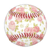 Balle De Baseball Monogramme Elégante rose roses 3 (Devant)