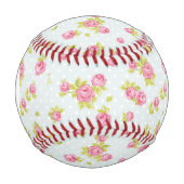 Balle De Baseball Monogramme Elégante rose roses 4 (Devant)