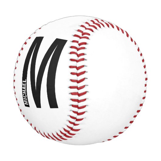Balle De Baseball Monogramme et nom personnalisés modernes (Angle)