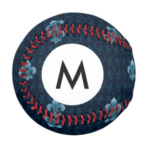 Balle De Baseball Monogramme Fleur De Lis Motif