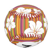 Balle De Baseball Monogramme Fleurs blanches sur un arrière - plan r (Dos)