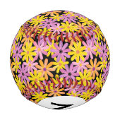 Balle De Baseball Monogramme Gerbera fleurs motif, arrière - plan (Dos)