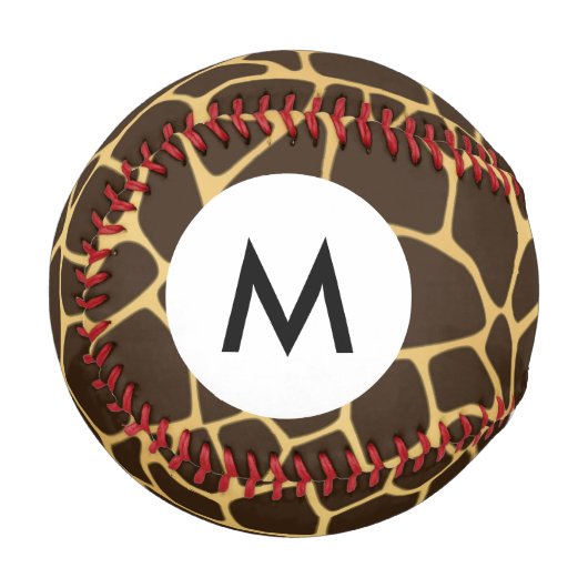 Balle De Baseball Monogramme Giraffe Arrière - plan tacheté (Devant Gauche)