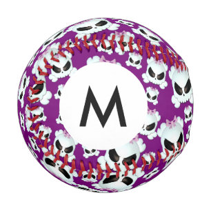 Balle De Baseball Monogramme Girly Skullz