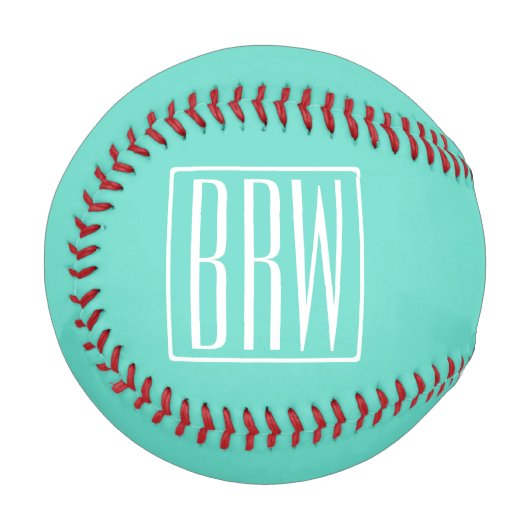 Balle De Baseball Monogramme Initiales 3 Modernes Gras | Blanc Sur A (Devant Gauche)
