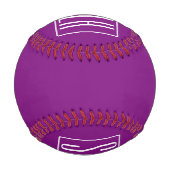 Balle De Baseball Monogramme Initiales 3 Modernes Gras | Blanc & Vio (Dos)