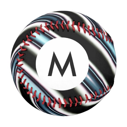 Balle De Baseball Monogramme Lignes Courbées Près D'Une Fractée (Devant Gauche)