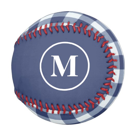 Balle De Baseball Monogramme Marine En vichy bleu (Devant Droite)