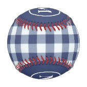 Balle De Baseball Monogramme Marine En vichy bleu (Dos)