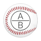 Balle De Baseball Monogramme moderne de deux initiales (Devant Gauche)