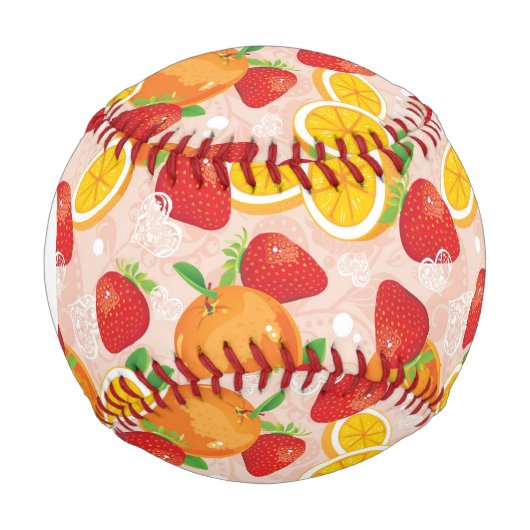 Balle De Baseball Monogramme motif Abstrait avec fraise (Devant)