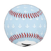 Balle De Baseball Monogramme Motif avec ancrages blancs sur bleu (Dos)