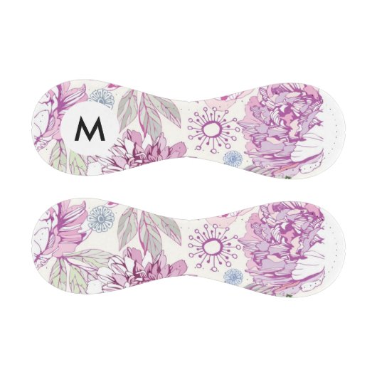 Balle De Baseball Monogramme Motif avec fleurs roses (Panneaux)
