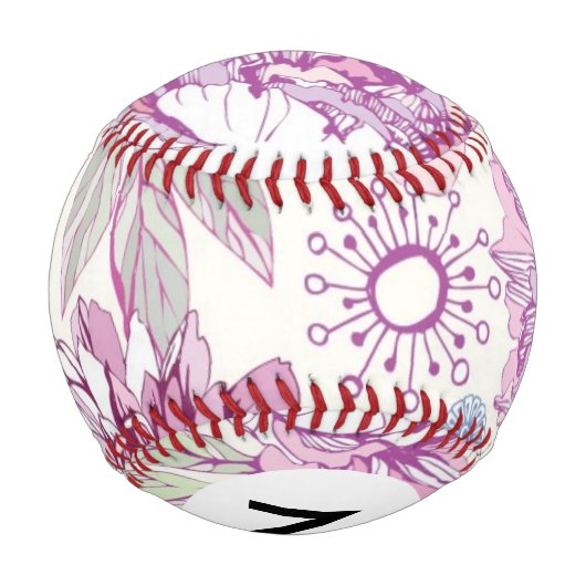 Balle De Baseball Monogramme Motif avec fleurs roses (Dos)