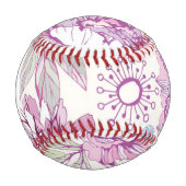 Balle De Baseball Monogramme Motif avec fleurs roses (Devant)
