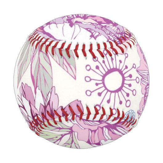 Balle De Baseball Monogramme Motif avec fleurs roses (Devant)
