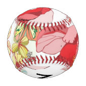 Balle De Baseball Monogramme Motif avec fleurs rouges (Dos)