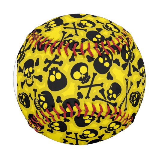 Balle De Baseball Monogramme Motif crâne et os croisés (Devant)