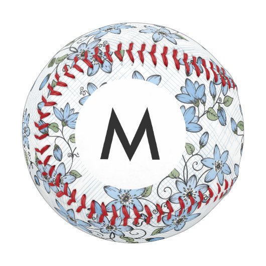 Balle De Baseball Monogramme Motif floral 2 3 (Devant Gauche)