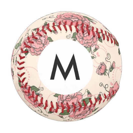 Balle De Baseball Monogramme Motif floral 5 (Devant Gauche)