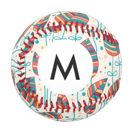 Balle De Baseball Monogramme Motif floral 5 2 (Devant Gauche)