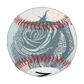 Balle De Baseball Monogramme Motif floral avec rose (Dos)