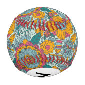 Balle De Baseball Monogramme Motif floral coloré (Dos)