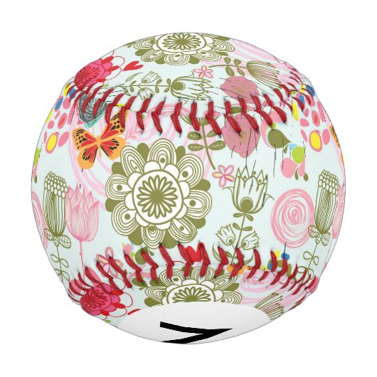 Balle De Baseball Monogramme Motif floral en style rétro 2 (Dos)